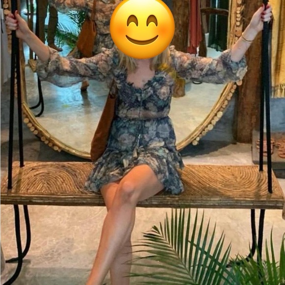 Zimmermann Green Dots Bowerbird Ruffle Floral Print Silk Dress - Picture 4 of 11